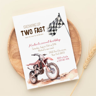 Invitation Grosse Up DEUX Fast Red Dirt Bike 2e anniversaire