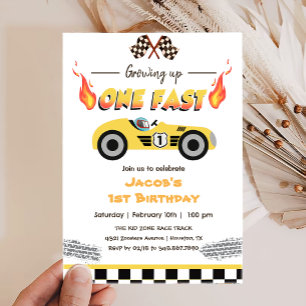 Invitation Grossing Up One Fast Red Race Car 1er anniversaire