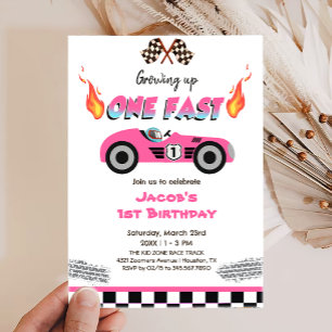 Invitation Grossing Up One Fast Red Race Car 1er anniversaire