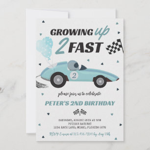 Invitation Grossing Up Two Fast Race Car 2e anniversaire