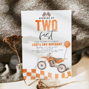 Invitation Grossissant Deux Vélo Rapide Orange Dirt Boy Anniv