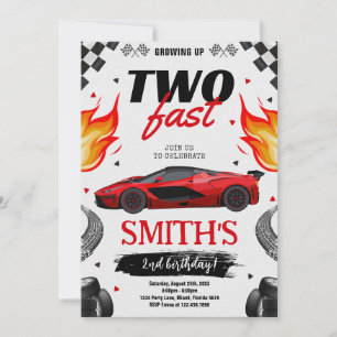 Invitation Grossissant Deux Voitures De Course Rapide Boy Ann