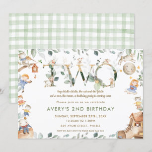 Invitation Grossiste Whimsical Rhyme Green 2e anniversaire