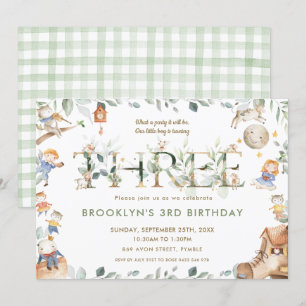 Invitation Grossiste Whimsical Rhyme Green 3e anniversaire