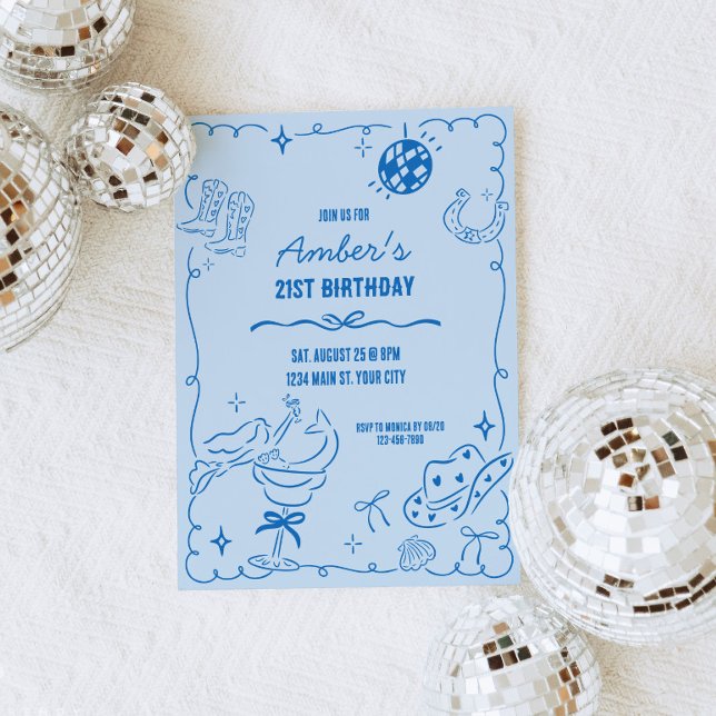 Invitation Grotte côtière Anniversaire de Whimsical (Coastal Cowgirl Birthday Invite)