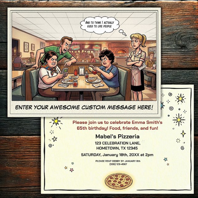 Invitation Groupe de célébration amusant de la pizzeria (Créateur téléchargé)