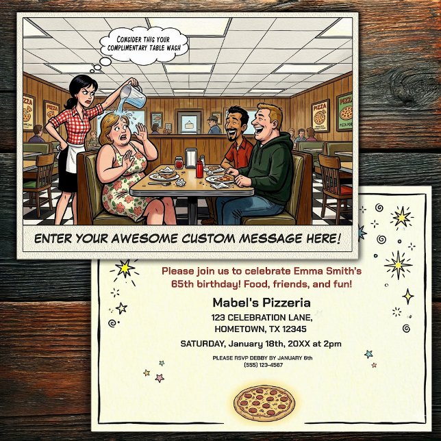 Invitation Groupe de célébration amusant de la pizzeria (Créateur téléchargé)