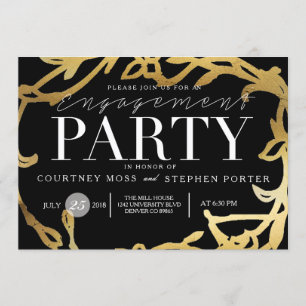 Invitation Groupe d'engagement chic   Floral or