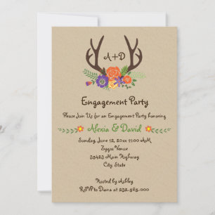 Invitation Groupe d'engagement mariage de monogramme floral A