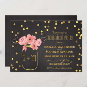 Invitation Groupe d'engagement Mason Jar Confetti Chalkboard