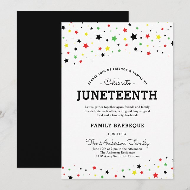 Invitation Groupe d'étoiles | Evénement Juneteenth couleurs B (Devant / Derrière)