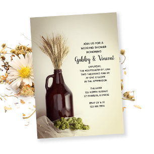 Invitation Growler, Hops and Wheat Brewery Wedding Shower 