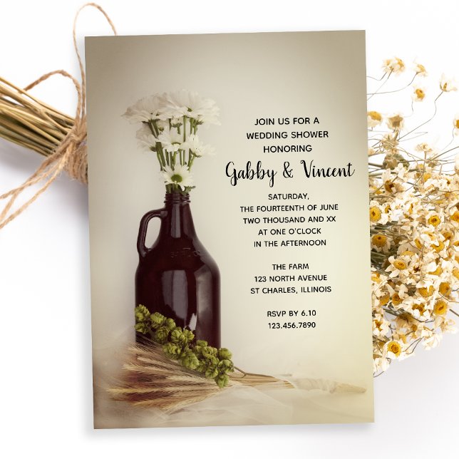 Invitation Growler, Hops et Daisies Brasserie Mariage Shower (Créateur téléchargé)