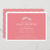 Grues en papier Origami Baby shower rose Invitatio
