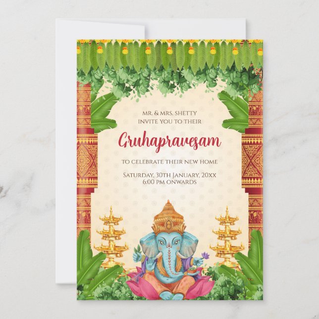 Invitation Gruhapravesam invite l'invitation Griha (Devant)