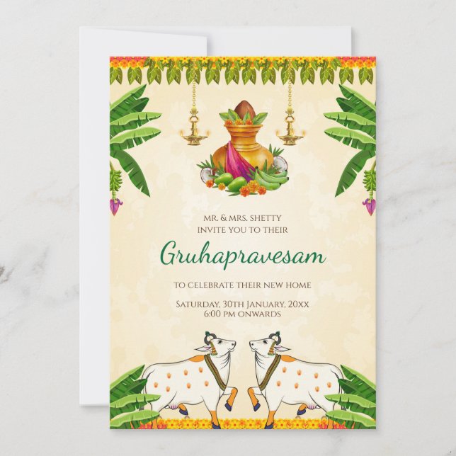 Invitation Gruhapravesham invite la crémaillère digitale indi (Devant)