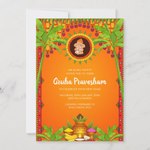 Invitation Gruhapravesham pour une cérémonie de pe