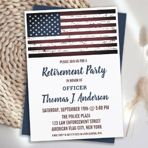Invitation Grunge American Flag Police Retirement Party