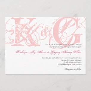Invitation grunge antique rose de mariage de