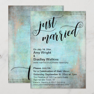 Invitation Grunge Aqua Célébration de mariage juste après la