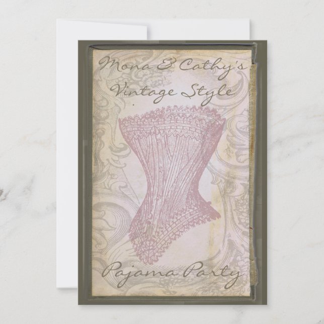 Invitation Grunge Corset Personnalisable Pajama Party Invitat (Devant)