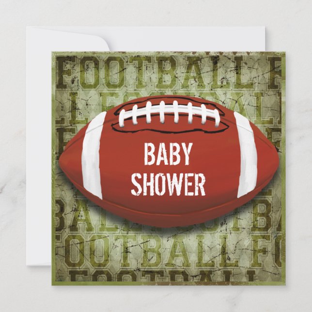 Invitation Grunge de vert de baby shower du football de (Devant)