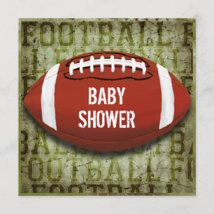 Invitation Grunge de vert de baby shower du football de