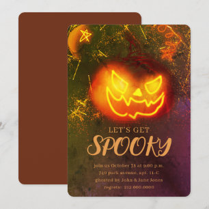 Invitation Grunge Golden Adult Citrouille Éffrayant Halloween