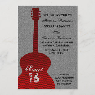 Invitation Grunge Guitar Stripes Sweet sixteen Invitation, Ro