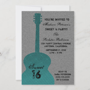 Invitation Grunge Guitar Stripes Sweet sixteen Invitation, Tu