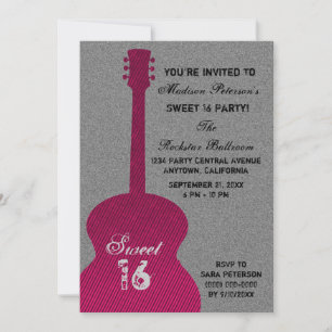 Invitation Grunge Guitare Grandes Sweet sixteen Invitation, R