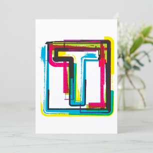 Invitation Grunge Letter T Bold Colorée Typographie Urbaine