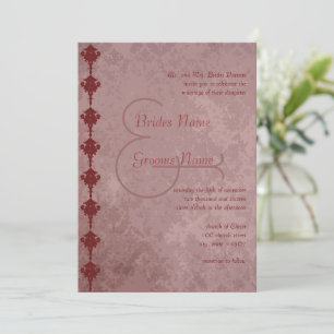 Invitation Grunge Maroon Mariage damassé