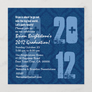 Invitation Grunge moderne bleu et blanc 2012