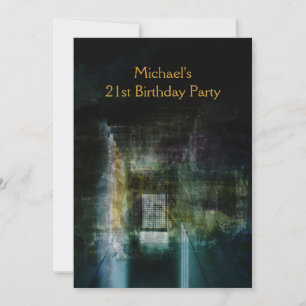 Invitation Grunge Noir et Métal Doré pour les 21 ans Hommes