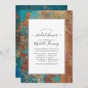 Invitation Grunge Patina en cuivre et Fête des mariées virtue