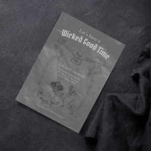 Invitation Grunge Retro Black Halloween Party