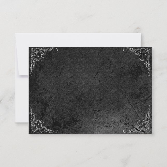 Invitation Grunge Rose Damask Gothique Note Card (Devant)