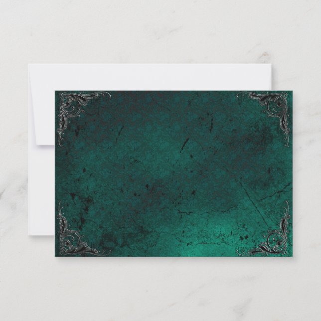 Invitation Grunge Rose Damask Gothique Note Card (Devant)