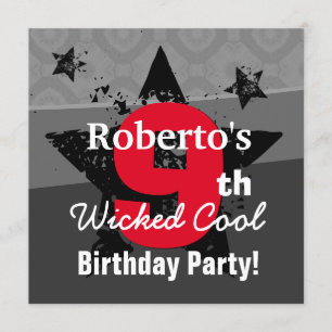 Invitation Grunge rouge C9SA de 9ème charbon de bois