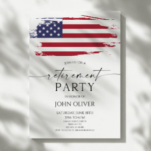 Invitation Grunge USA American Flag Military Retirement Party