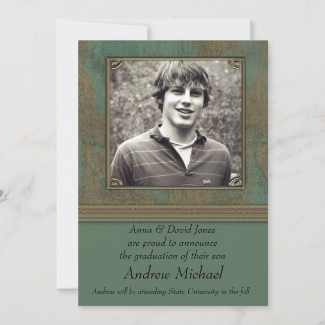 Invitation grunge verte de carte photo (Devant)