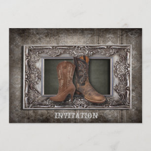 Invitation Grunge western country cowboy mariage