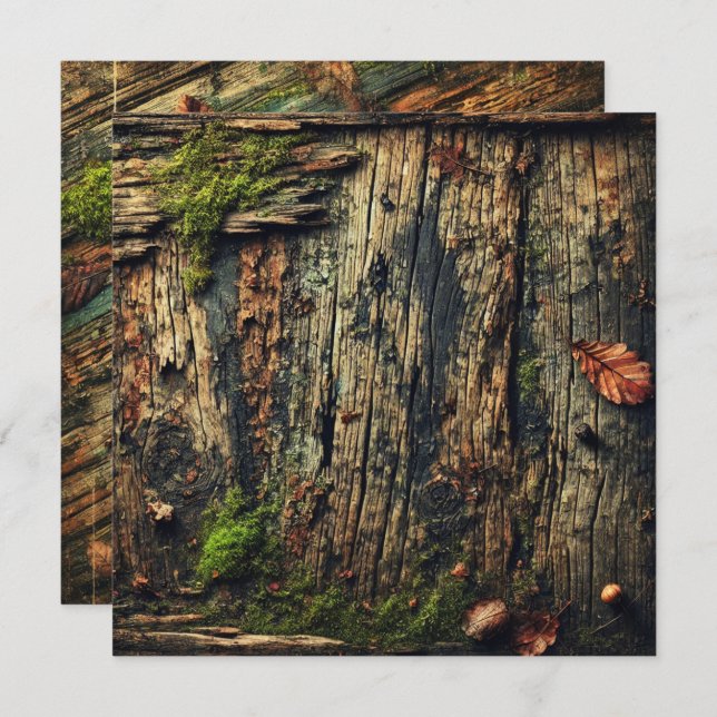 Invitation Grungy Autumnal Mossy Wood Scrapbook (Devant / Derrière)