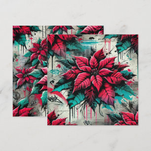 Invitation Grungy Poinsettia Graffiti