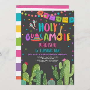 Invitation Guacamole Uno 1er anniversaire Fiesta Invi de Cact