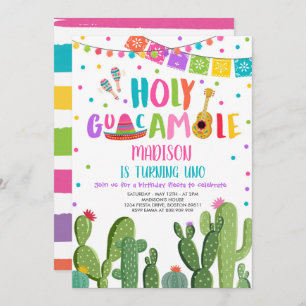 Invitation Guacamole Uno 1er anniversaire Fiesta Invi de Cact