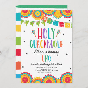 Invitation Guacamole Uno 1er anniversaire Fiesta Invi de Cact