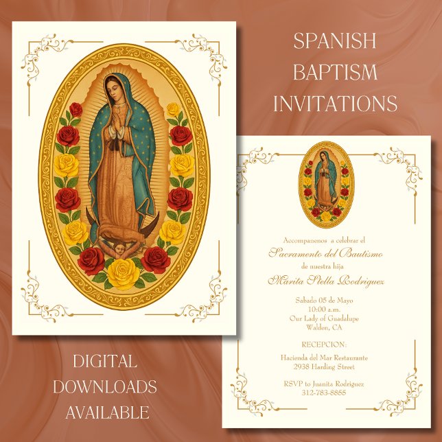 INVITATION GUADALUPE DU BAPTÊME ESPAGNOL (Créateur téléchargé)