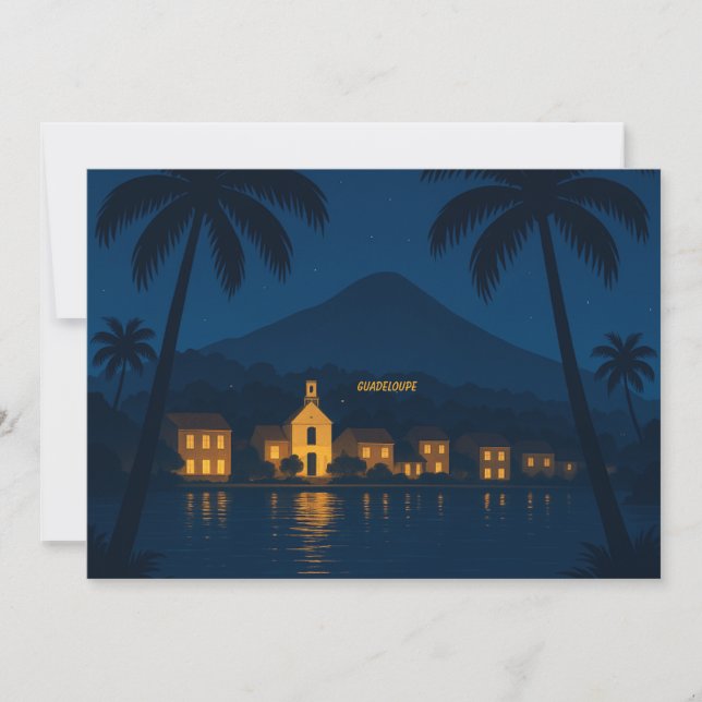 Invitation Guadeloupe 971 – Tropical Night Illustration (Devant)